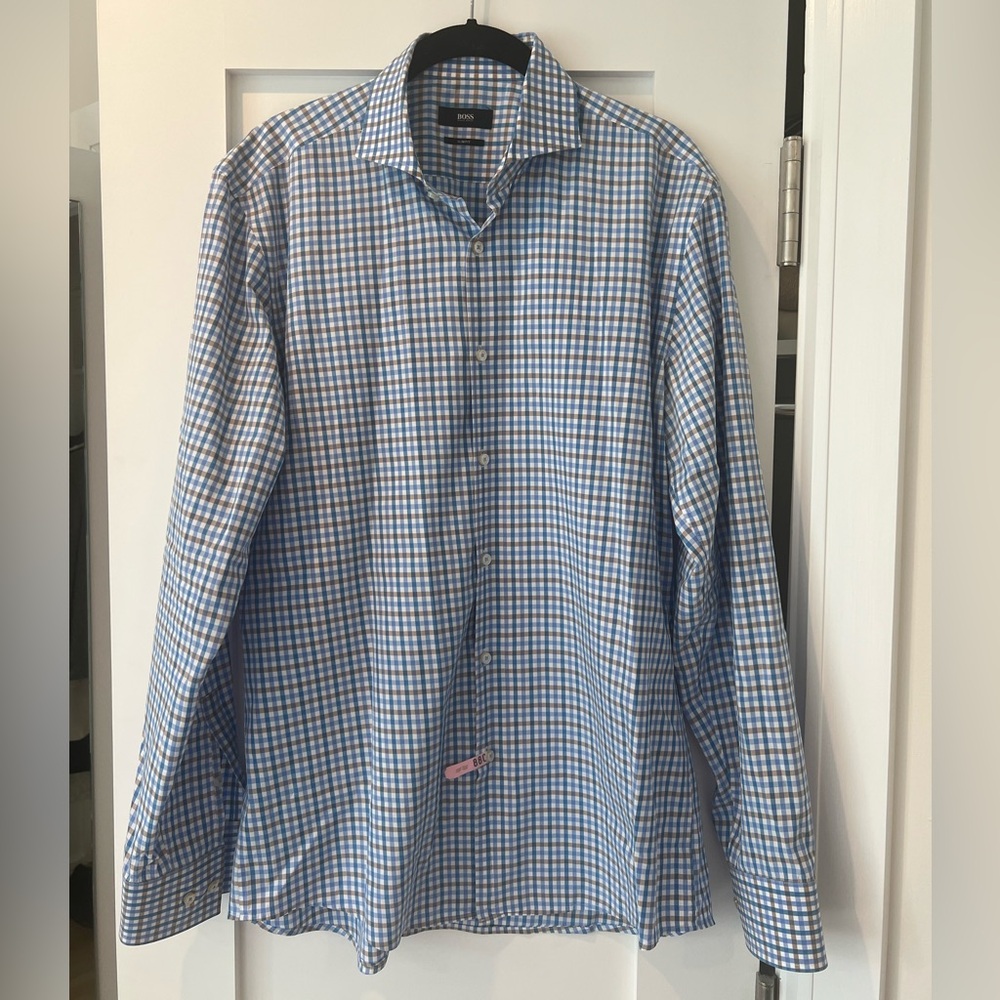 Boss Slim Fit Blue and White Button Down Shirt [Size 41 / 16 Neck]